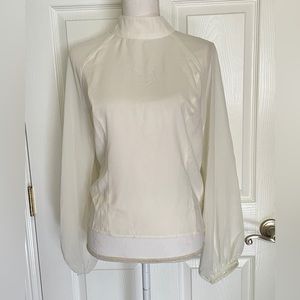 NY&C Women’s Mock Neck Long Sleeve Smocked Blouse Top Sz Large NWT